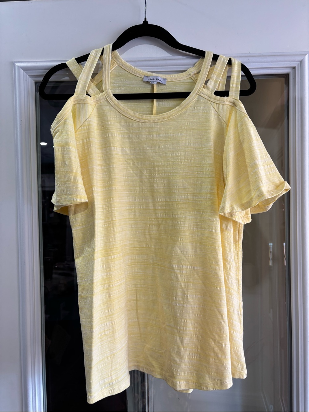 white birch Pale Yellow Strappy Cold-Shoulder Tank Top